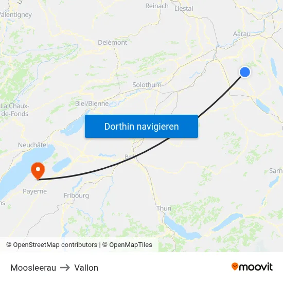 Moosleerau to Vallon map