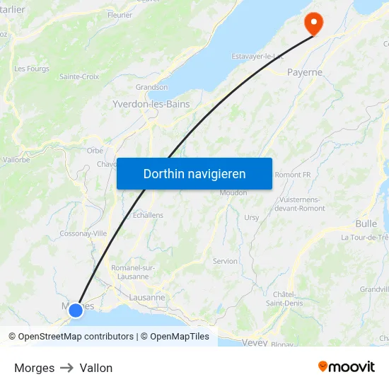 Morges to Vallon map