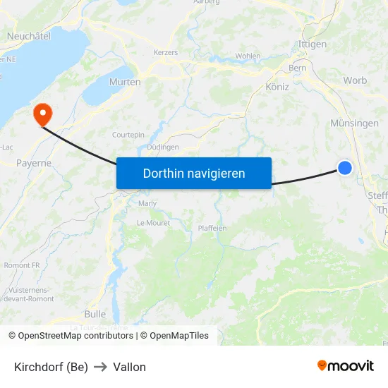 Kirchdorf (Be) to Vallon map
