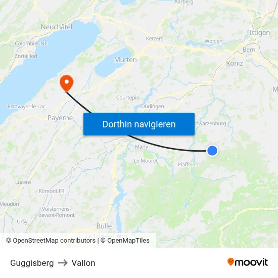 Guggisberg to Vallon map