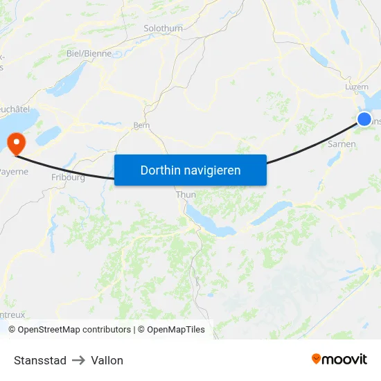 Stansstad to Vallon map