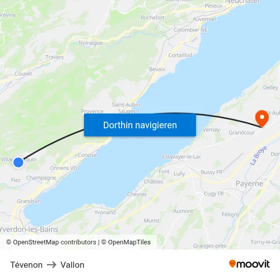 Tévenon to Vallon map