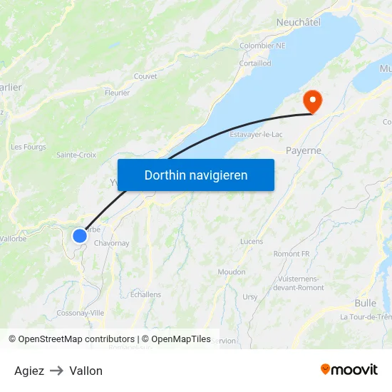 Agiez to Vallon map