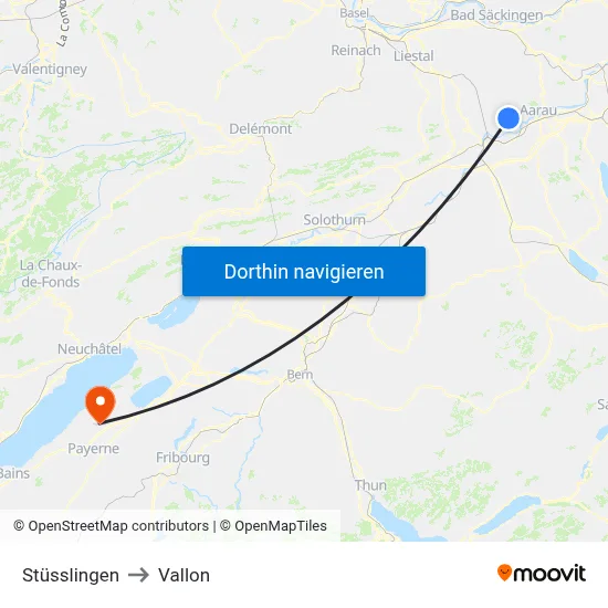 Stüsslingen to Vallon map