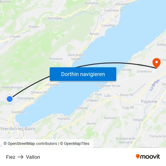 Fiez to Vallon map