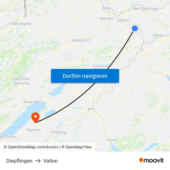 Diepflingen to Vallon map