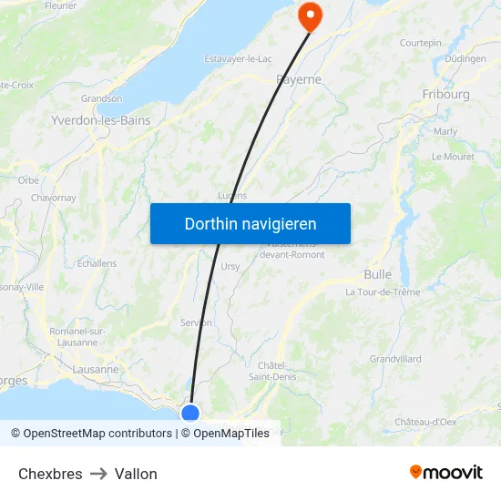 Chexbres to Vallon map