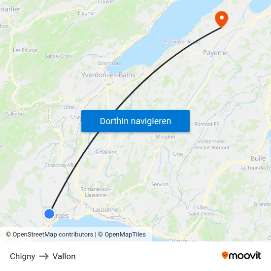 Chigny to Vallon map