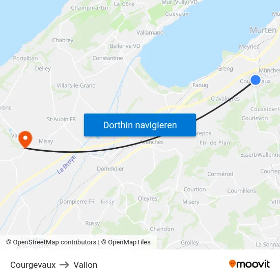 Courgevaux to Vallon map