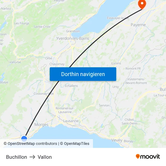 Buchillon to Vallon map