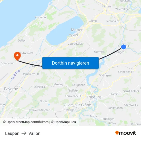 Laupen to Vallon map