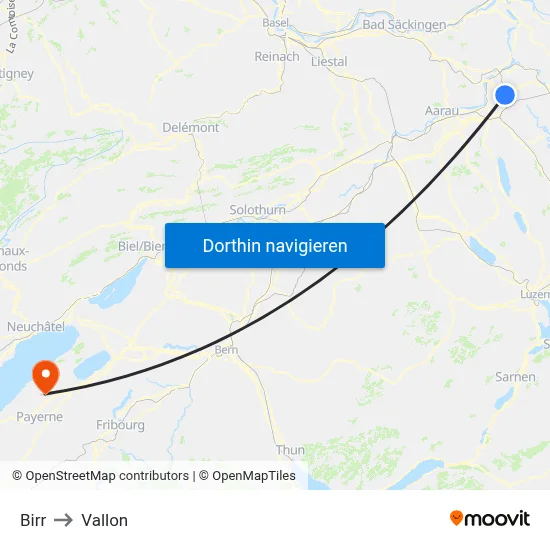 Birr to Vallon map