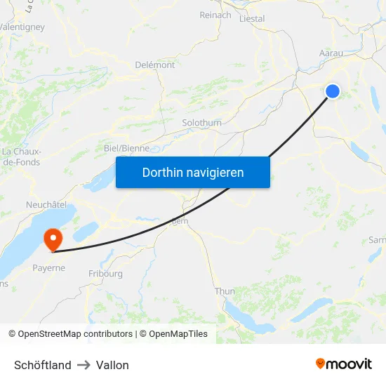 Schöftland to Vallon map