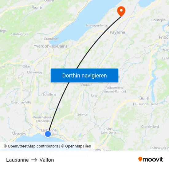 Lausanne to Vallon map