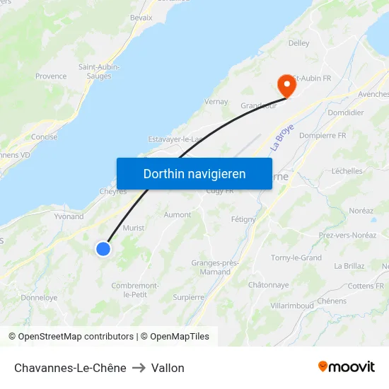 Chavannes-Le-Chêne to Vallon map