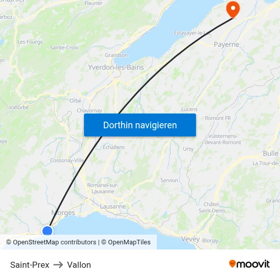 Saint-Prex to Vallon map