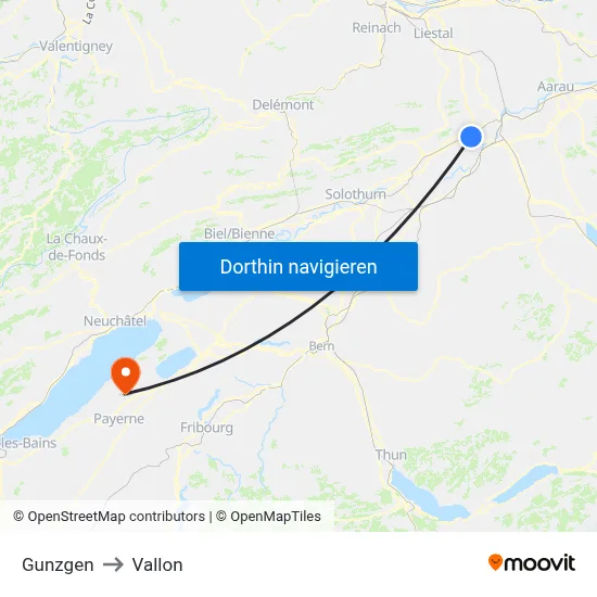 Gunzgen to Vallon map