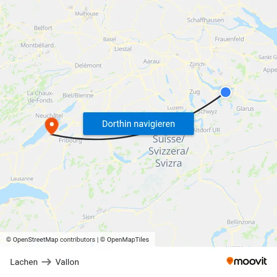 Lachen to Vallon map