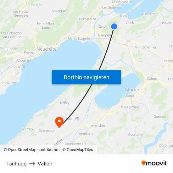 Tschugg to Vallon map