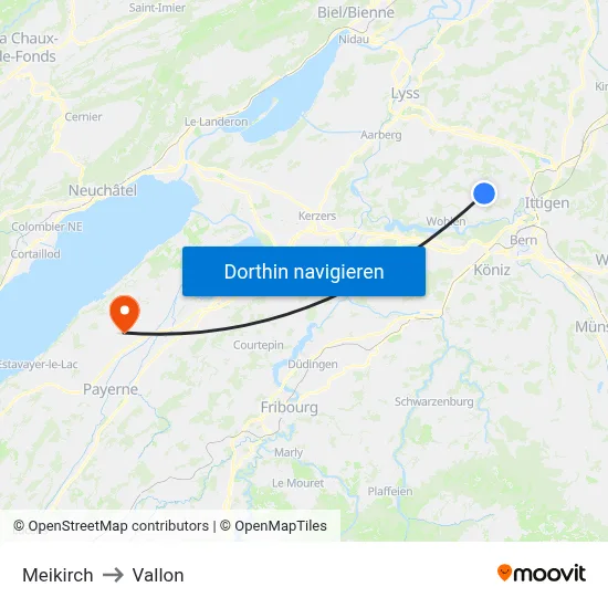 Meikirch to Vallon map