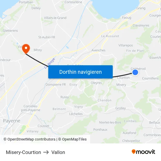 Misery-Courtion to Vallon map
