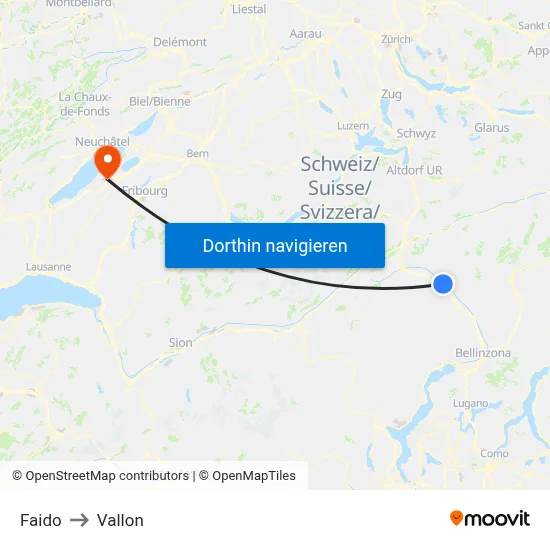 Faido to Vallon map