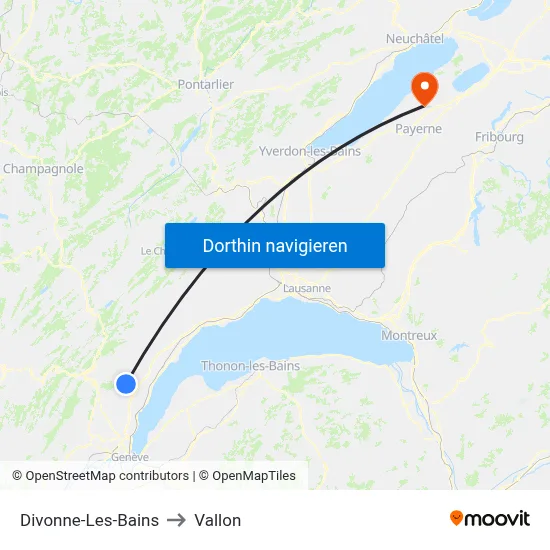 Divonne-Les-Bains to Vallon map