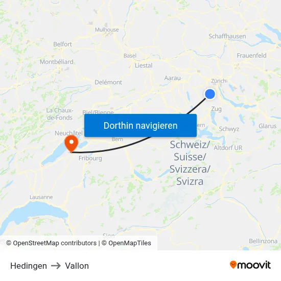 Hedingen to Vallon map