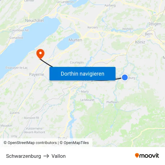 Schwarzenburg to Vallon map