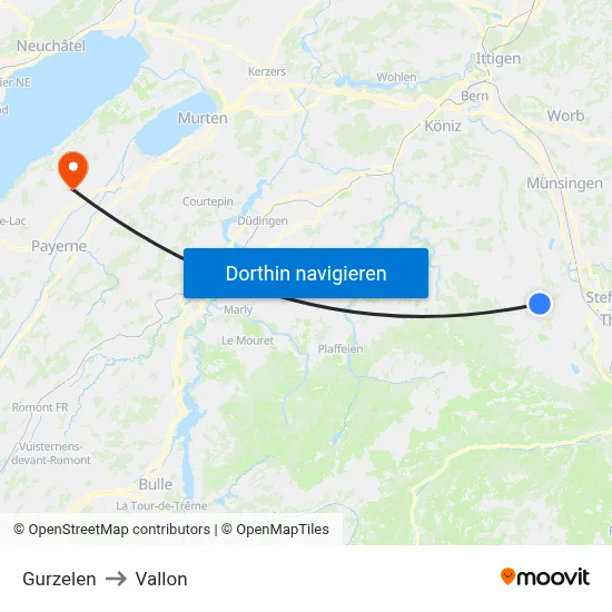 Gurzelen to Vallon map