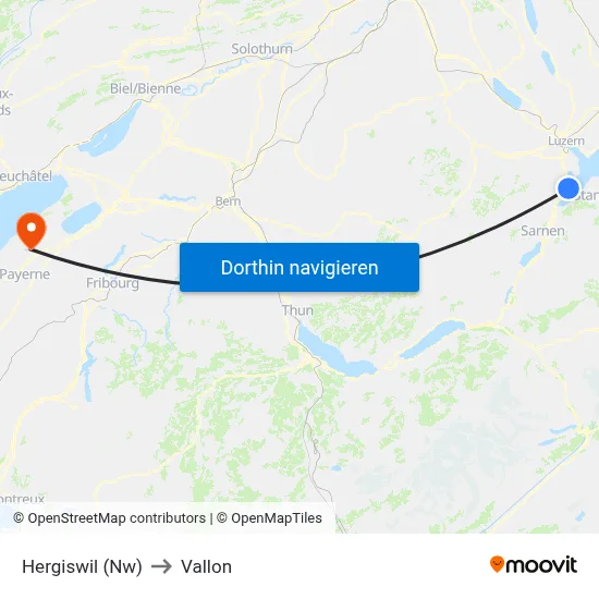 Hergiswil (Nw) to Vallon map