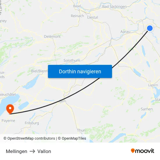 Mellingen to Vallon map