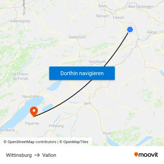 Wittinsburg to Vallon map