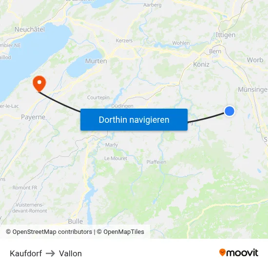 Kaufdorf to Vallon map