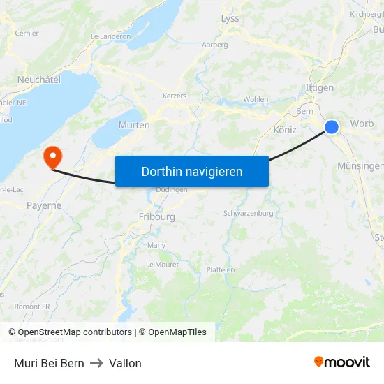 Muri Bei Bern to Vallon map