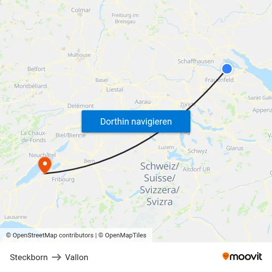 Steckborn to Vallon map