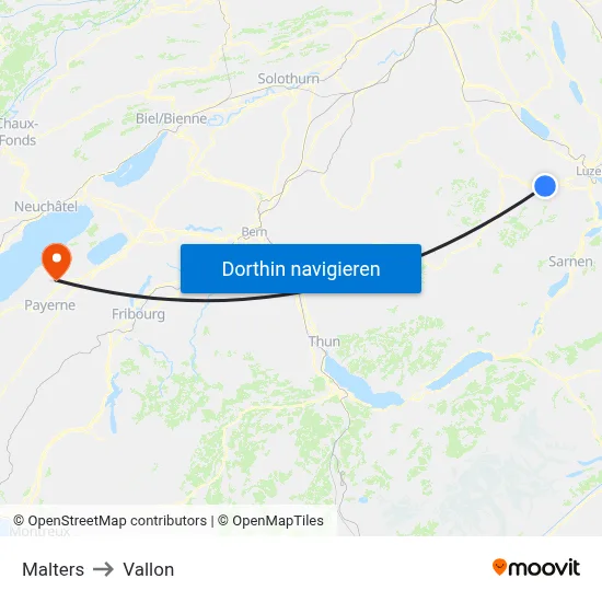 Malters to Vallon map