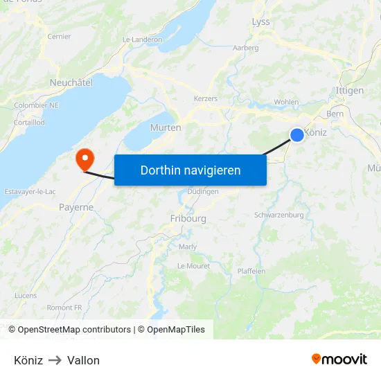 Köniz to Vallon map