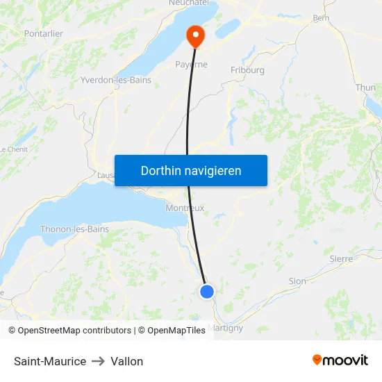 Saint-Maurice to Vallon map