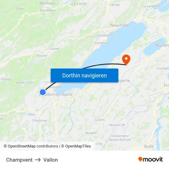 Champvent to Vallon map