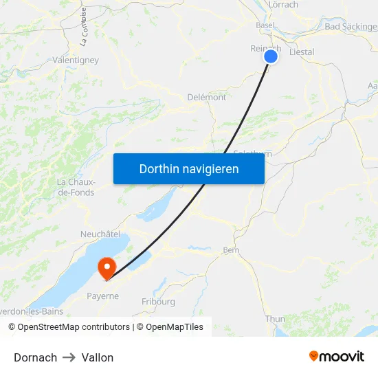 Dornach to Vallon map
