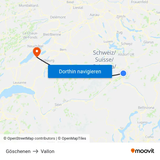 Göschenen to Vallon map