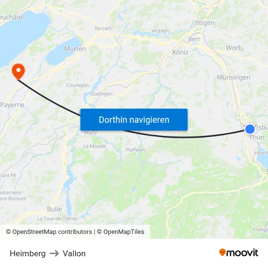 Heimberg to Vallon map