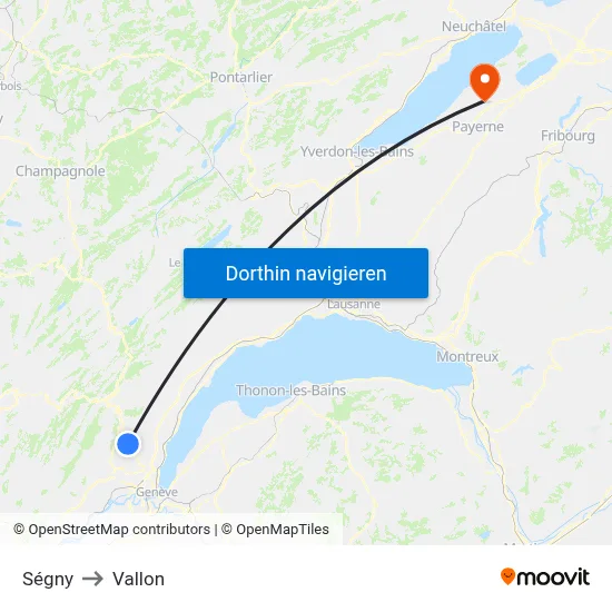 Ségny to Vallon map
