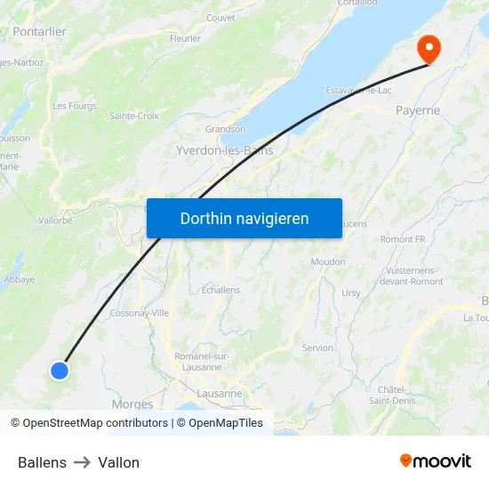 Ballens to Vallon map