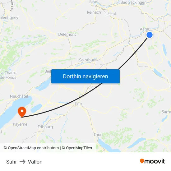 Suhr to Vallon map