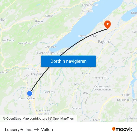 Lussery-Villars to Vallon map