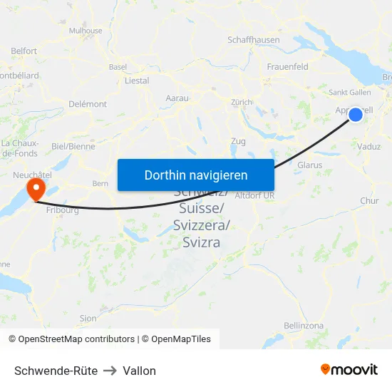 Schwende-Rüte to Vallon map