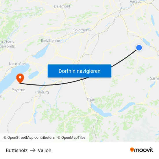 Buttisholz to Vallon map