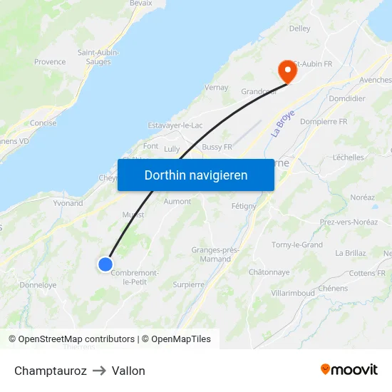Champtauroz to Vallon map